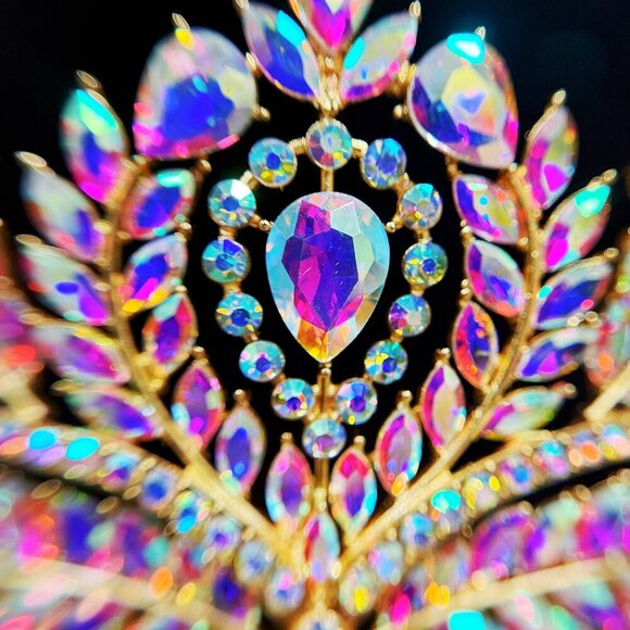 Diamond Crystal Crown, Quinceanera Crown, Gold Wedding Tiara, Princess Tiara main image 7